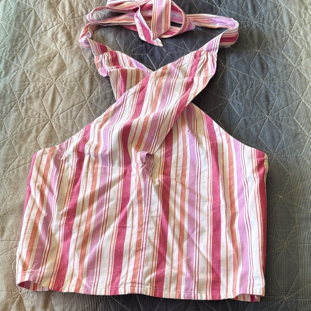 Loft Striped Pink Halter Top